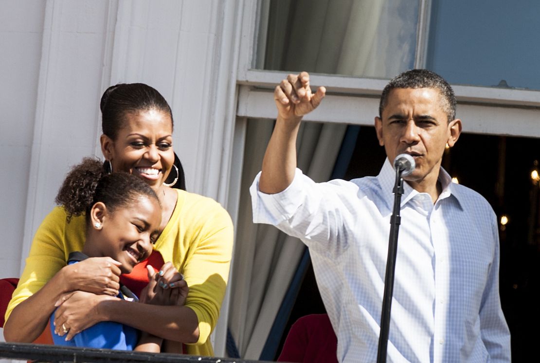 Here's Obama during the 2012 White House Easter Egg Roll.