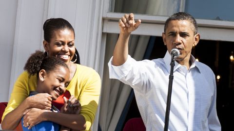 Here's Obama during the 2012 White House Easter Egg Roll.