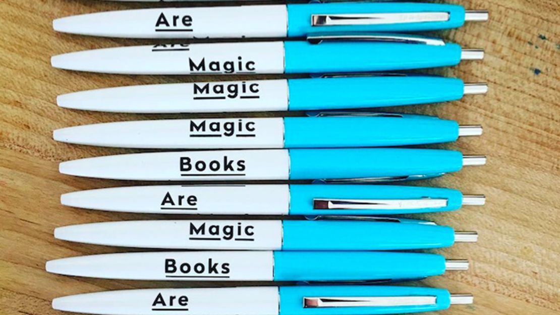 Branded Books Are Magic pens will also be on sale beside the paperbacks.