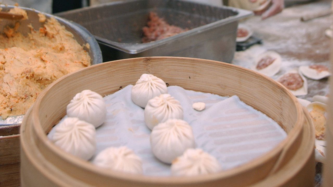Din Tai Fung's famous steamed dumplings or "xiao long bao."