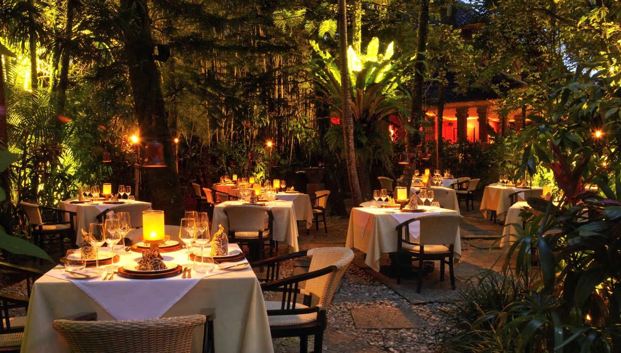 <strong>Starlit romance</strong>: In the magical garden setting of Mozaic, Michelin-trained chef Chris Salans fuses modern European concepts with indigenous flavors.