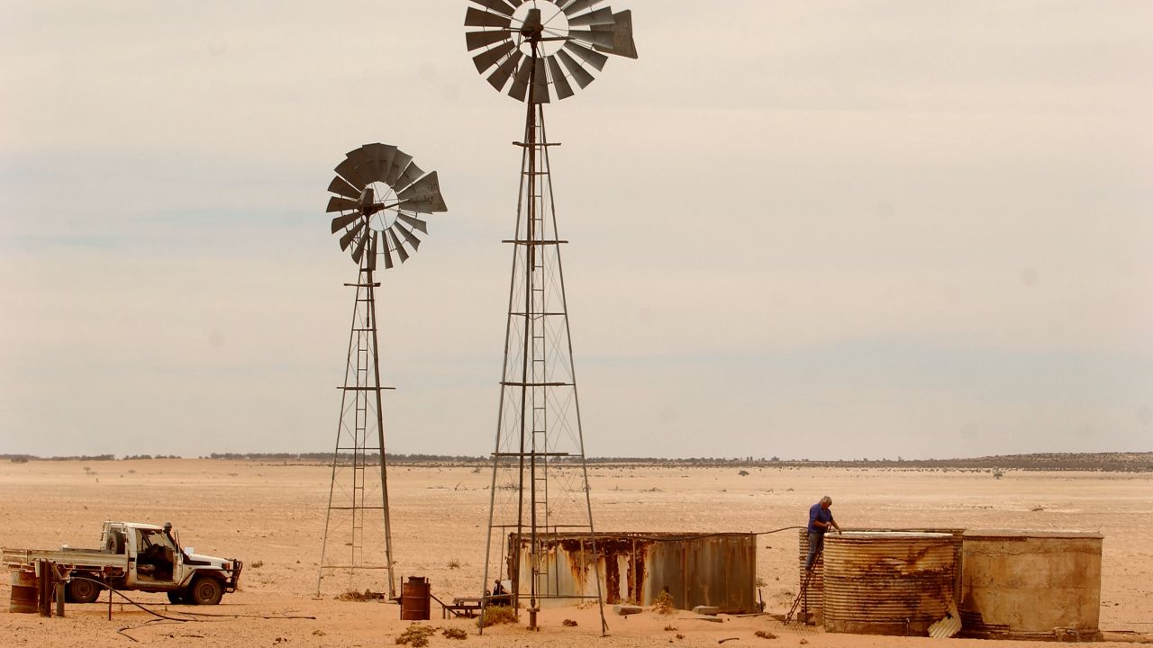 Water tanks in Menindee, Australia, close to Broken Hill in remote New South Wales.