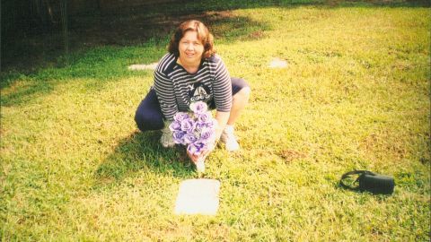 Carol Hull during her first visit to pay homage to her soldier ancestor.
