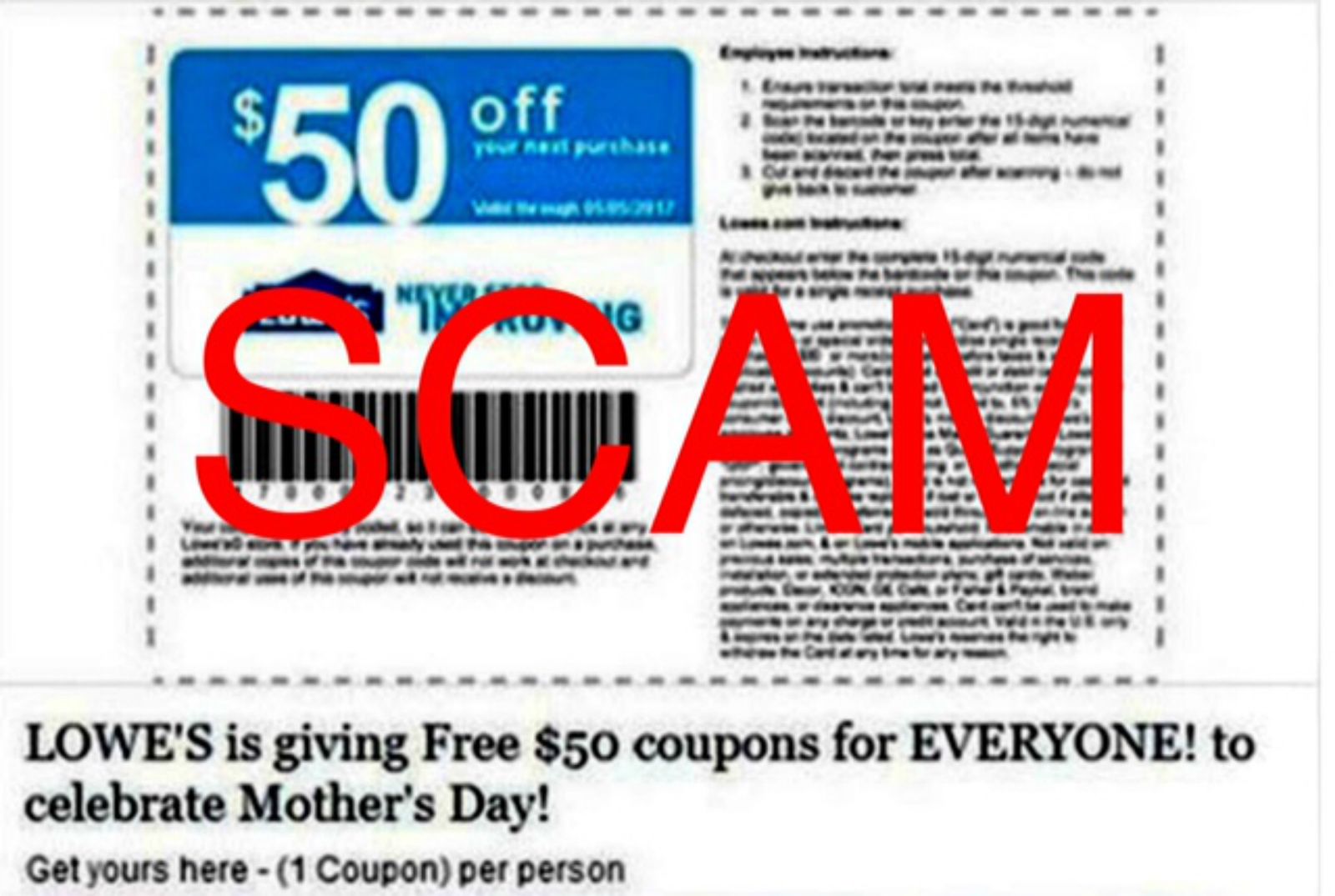That Lowe's Mother's Day coupon doing the Facebook rounds ...