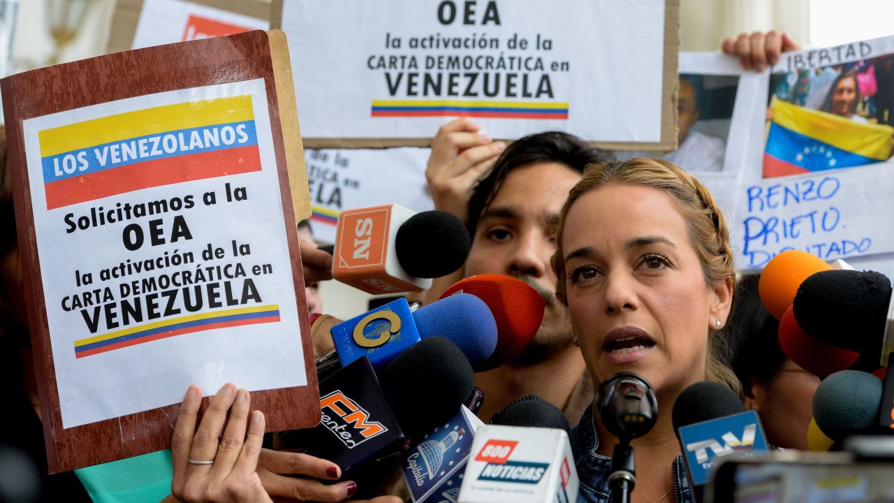 Lilian Tintori, wife of Venezuelan opposition leader Leopoldo Lopez,  at the National Assembly in Caracas on March 7, 2017.