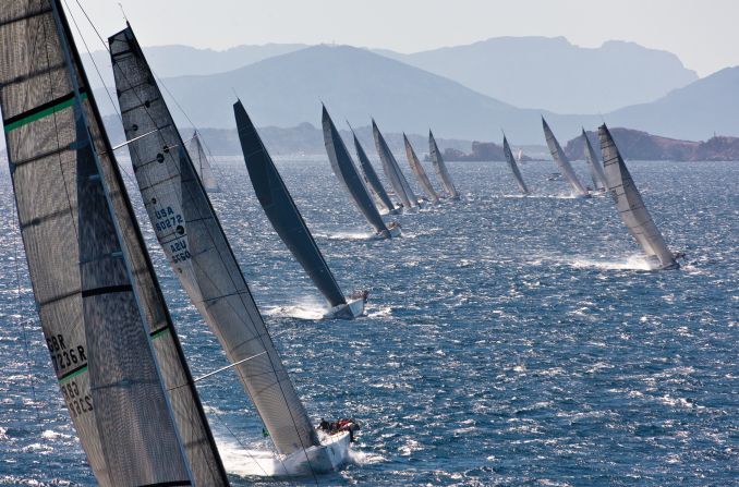 Porto Cervo is backed by high, craggy limestone hills. Sailing in the bay can be stunning in the right conditions.