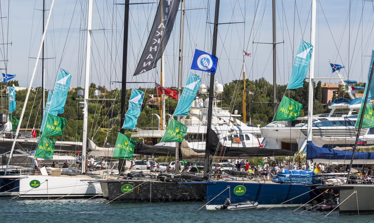 The fleet assembles in Porto Cervo marina for a week of hard racing and socializing. 