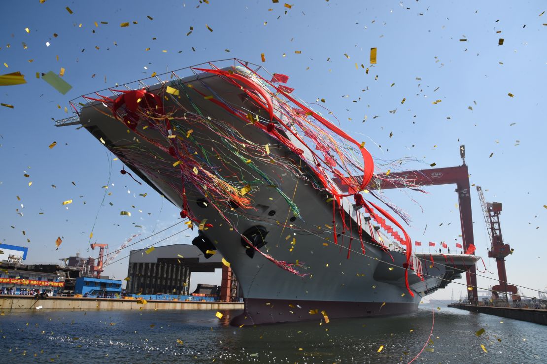 China's second aircraft carrier was launched at a ceremony on April 26, 2017. It is their first domestically-built carrier and is yet to be fully completed.