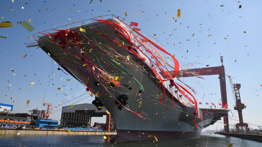 China's second aircraft carrier was launched at a ceremony on April 26, 2017. It is their first domestically-built carrier and is yet to be fully completed.