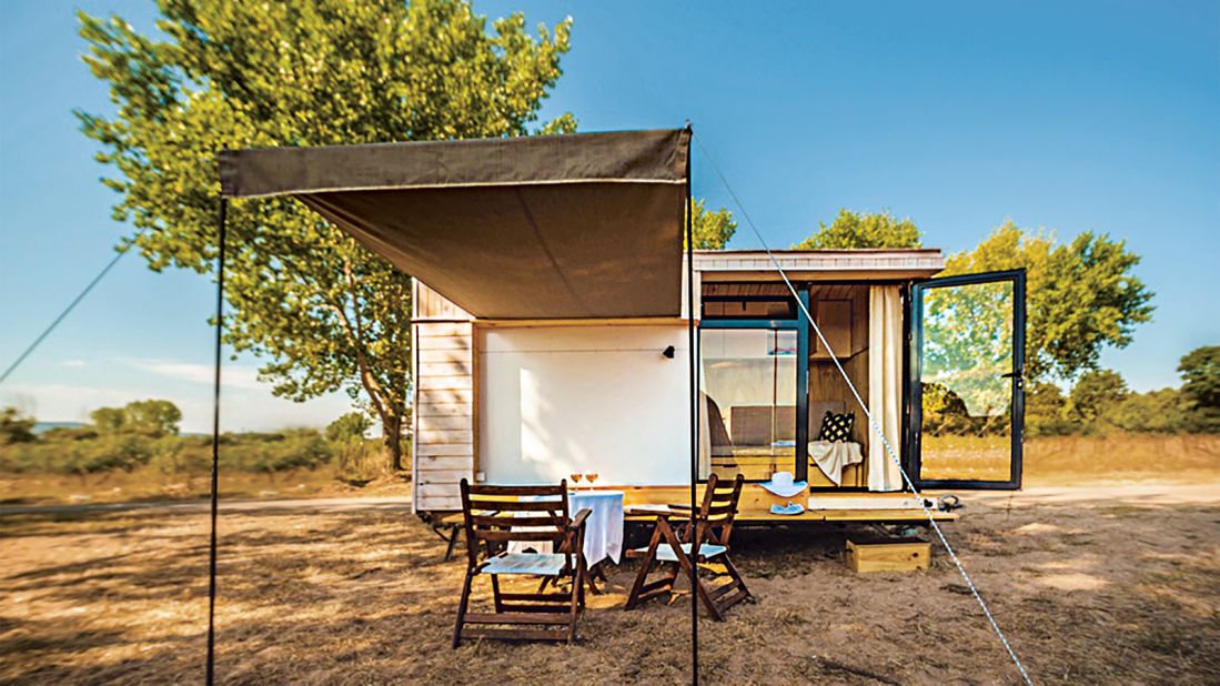 It may look small, but this home, which sits atop a trailer, includes a kitchen, bathroom, storage and foldaway double bed.  