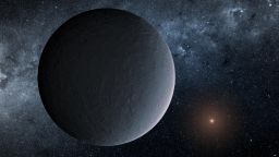 This artist's concept shows OGLE-2016-BLG-1195Lb, a planet discovered through a technique called microlensing.