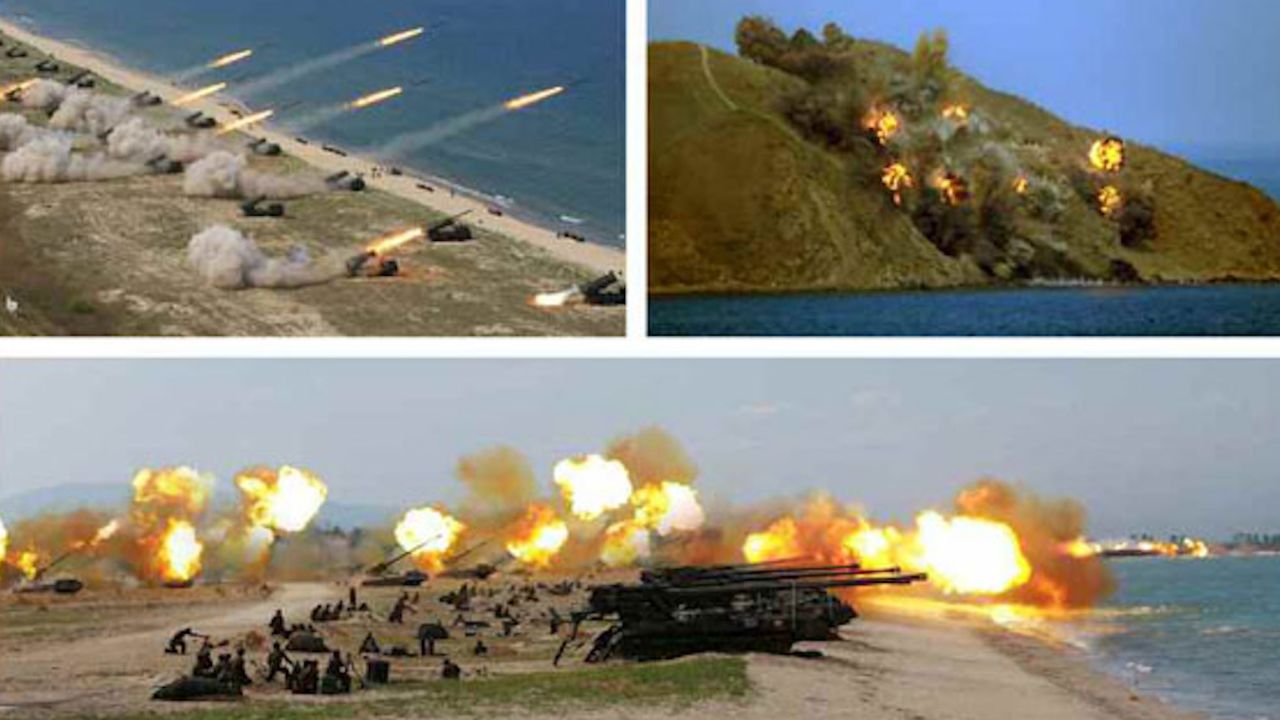 North Korean state media released pictures purporting to show live-fire drills in Wonsan, North Korea, to mark the 85th anniversary of the Korean People's Army's founding.
