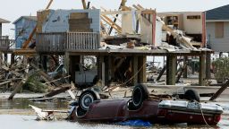 A home and a car lie destroyed by Hurricane Ike September 17, 2008 in Crystal Beach, Texas. Hurricane Ike caused widespread damage and power outages on the Texas coast. 