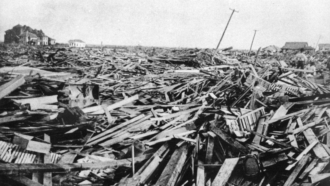 A large part of the city of Galveston, Texas was reduced to rubble, as shown in this September 1900 photo, after being hit by a surprise hurricane Sept. 8, 1900. More than 6,000 people were killed and 10,000 left homeless from the Great Storm which remains the worst natural disaster in U.S. history.