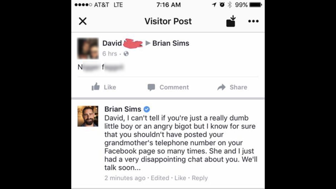 brian simms facebook response