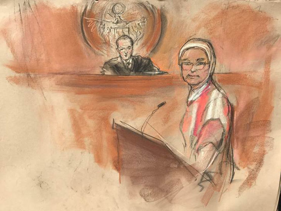 Farida Attar appears April 26 in federal court.