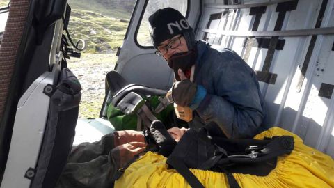 Survivor Liang Sheng-yue was found conscious and with the remains of his partner, Liu Chen-chun, just before midday Wednesday and airlifted out of a ravine near the Narchet River in the Himalayas.