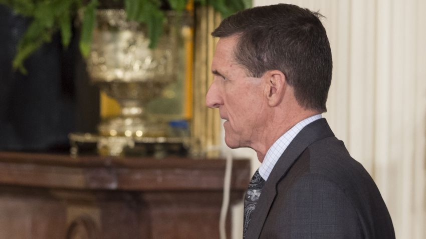 National Security Advisor Michael Flynn arrives for a press conference between US President Donald Trump and Canadian Prime Minister Justin Trudeau in the East Room of the White House in Washington, DC, February 13, 2017.
The White House announced February 13, 2017 that Michael Flynn has resigned as President Donald Trump's national security advisor, amid escalating controversy over his contacts with Moscow. In his formal resignation letter, Flynn acknowledged that in the period leading up to Trump's inauguration: "I inadvertently briefed the vice president-elect and others with incomplete information regarding my phone calls with the Russian ambassador." / AFP / SAUL LOEB        (Photo credit should read SAUL LOEB/AFP/Getty Images)
