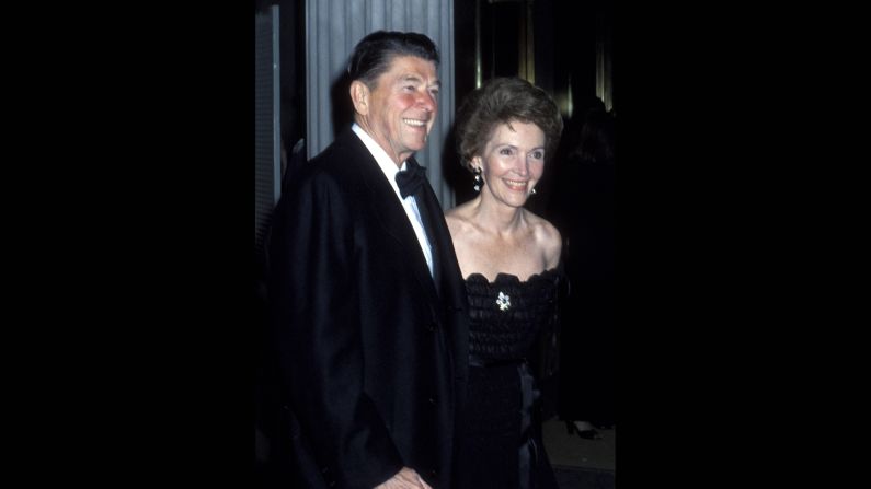 Ronald Reagan and Nancy Reagan attend "Vanity Fair: A Treasure Trove" in 1977. 