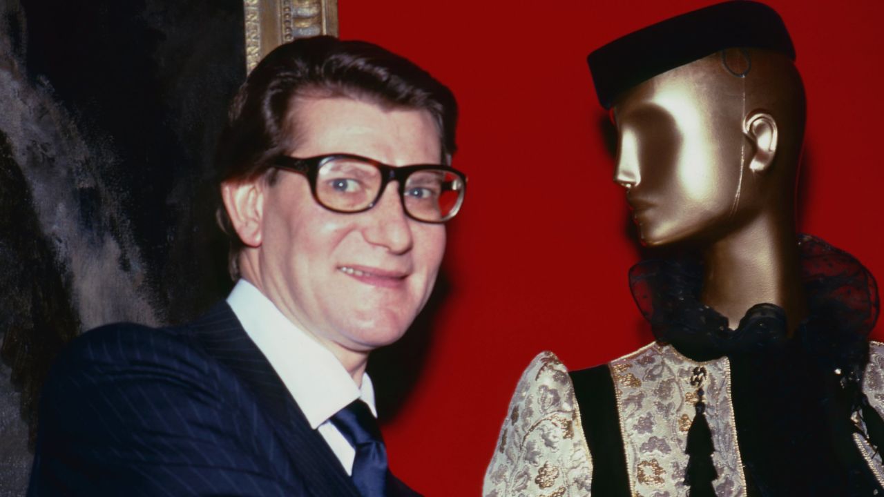Yves Saint Laurent inside "Yves Saint Laurent: 25 Years of Design," the last Costume Insitute exhibition dedicated to a living designer.