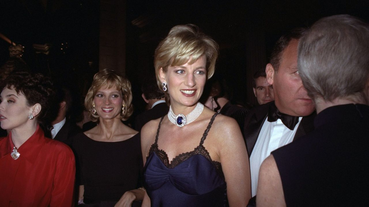 Princess Diana at the Costume Institute gala for "Christian Dior" in 1996. 