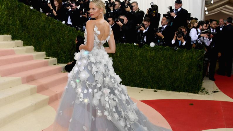 Karolina Kurkova is pictured at the 2016 gala, where the theme was "Manus x Machina: Fashion In An Age Of Technology." 