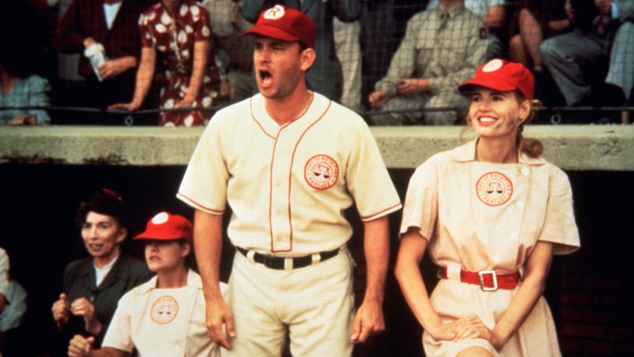 Geena Davis in the 1992 film "A League of Their Own" alongside Tom Hanks.