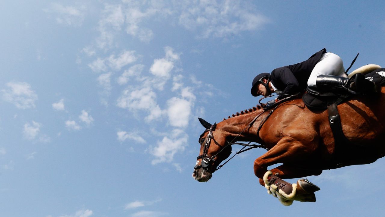 VALKENSWAARD, NETHERLANDS - AUGUST 13:  Simon Delestre of France riding Chesall competes in the Class 02 CSI5* 1.50/1.55m Against the Clock with Jump-Off during the Longines Global Champions Tour held at Stal Tops on August 13, 2015 in Valkenswaard, Netherlands.  (Photo by Dean Mouhtaropoulos/Getty Images)