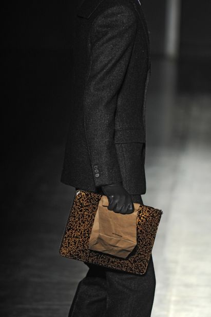 Raf Simons gave paper bags a high-end twist as parts of his Autumn-Winter 2012 menswear collection at Jil Sander. 