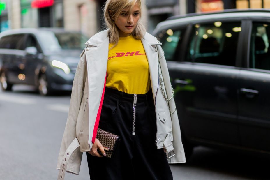 Balenciaga's creative director, Demna Gvasalia, showed similar irreverence at his other brand, Vetements. Their DHL t-shirt was a street style staple in 2016.