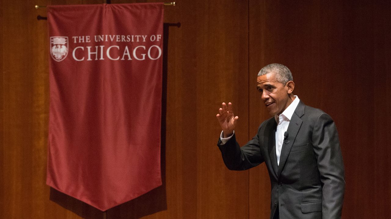 Former President Barack Obama attends a forum at the University of Chicago on Monday, April 24. It was his first public appearance since leaving the White House three months ago. <a href="http://www.cnn.com/2017/04/24/politics/obama-first-public-speaking/" target="_blank">See what Obama said</a>