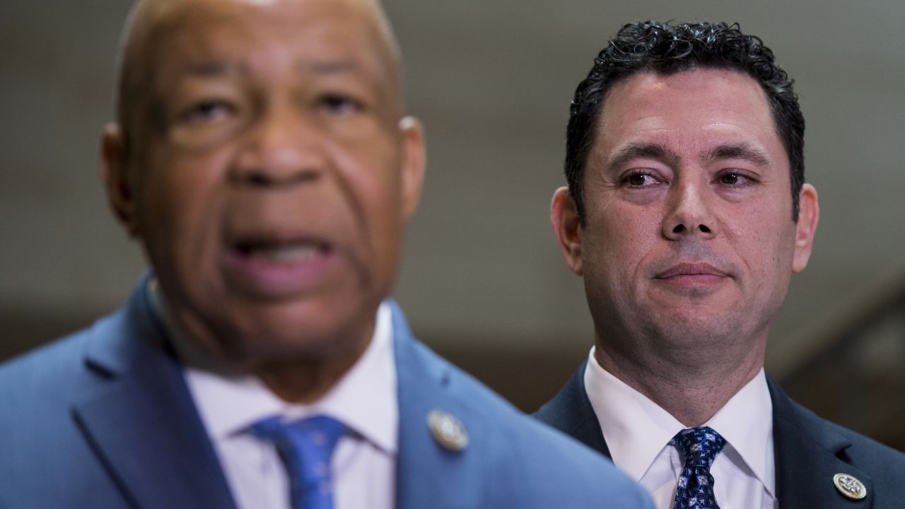 US Rep. Jason Chaffetz, the chairman of the House Oversight Committee, looks at US Rep. Elijah Cummings, the ranking Democrat on the committee, as they address reporters in Washington on Tuesday, April 25. They said Michael Flynn, President Trump's former national security adviser, <a href="http://www.cnn.com/2017/04/25/politics/michael-flynn-house-oversight-committee/" target="_blank">did not properly disclose past payments</a> for a speech he gave to Russia's state-run broadcaster in December 2015. Flynn's lawyer, Robert Kelner, said Tuesday that Flynn was not hiding anything, noting that Flynn briefed the Defense Intelligence Agency on his trip to Russia.