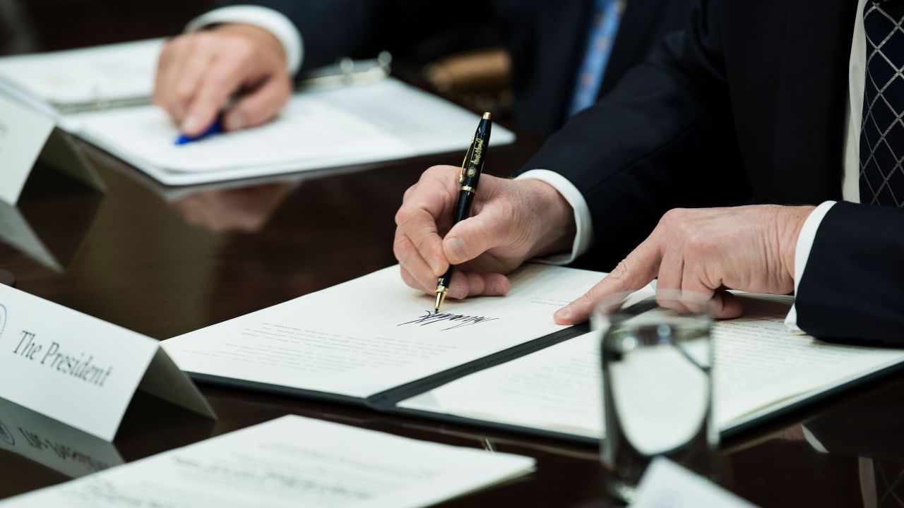 President Trump <a href="http://www.cnn.com/2017/04/24/politics/trump-agriculture-executive-order/" target="_blank">signs an executive order</a> regarding the US agriculture business on Tuesday, April 25. The order looks to help the industry by establishing a task force to identify impediments to its growth.