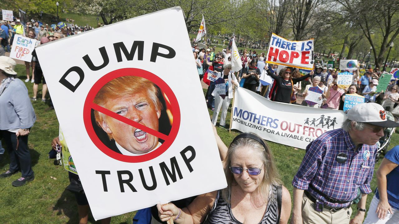 People gather for a climate march in Boston.
