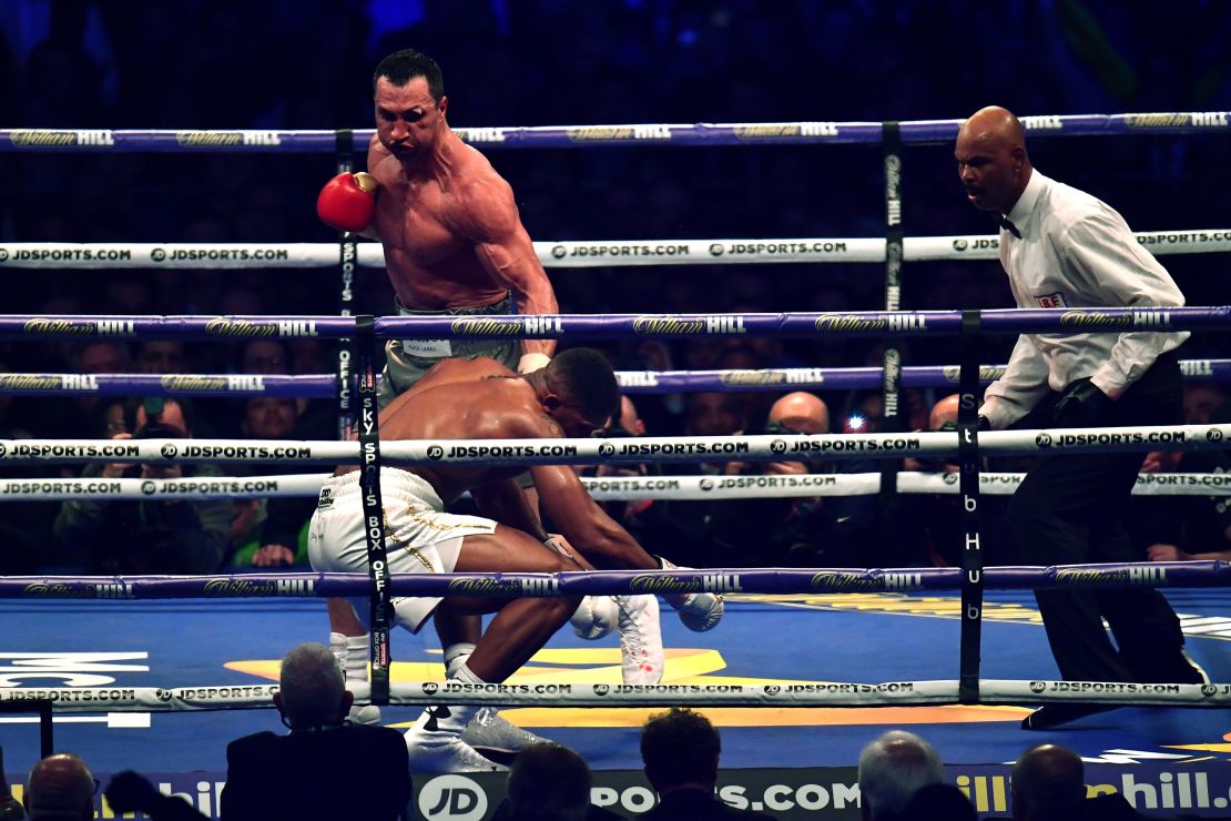 Joshua was put on the canvas by Klitschko in round six -- the first time the Briton had been down in his pro career.