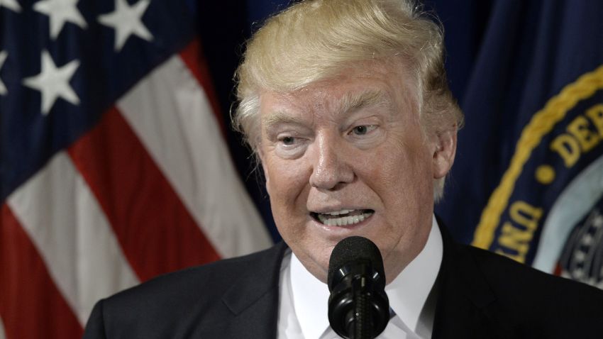WASHINGTON, DC - APRIL 27: (AFP OUT) US President Donald Trump speaks at the Department of Veterans Affairs before signing an Executive Order on Improving Accountability and Whistleblower Protection on April 27, 2017 in Washington, DC. (Photo by Olivier Douliery - Pool/Getty Images)