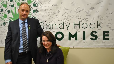 Nicole Hockley, right, and Mark Barden founded Sandy Hook Promise after their sons were killed in the 2012 Sandy Hook shootings.