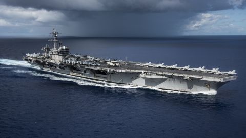 USS Carl Vinson moves through the Philippine Sea on April 23, on its way to the Korean Peninsula.