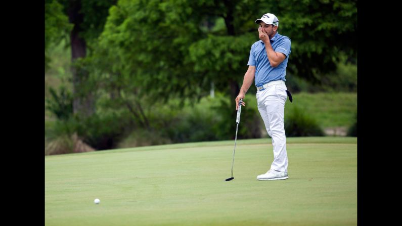 Julian Etulain reacts to a missed putt during the final round of the Zurich Classic, which took place in Avondale, Louisiana, on Sunday, April 30.