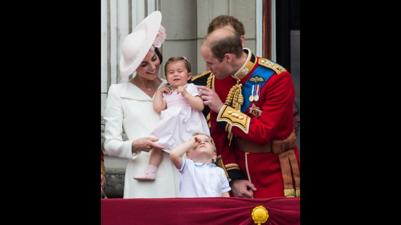 William and Catherine attend to Charlotte during <a href="index.php?page=&url=http%3A%2F%2Fedition.cnn.com%2F2016%2F06%2F11%2Feurope%2Fqueen-elizabeth-birthday-britain%2Findex.html" target="_blank">celebrations</a> marking the Queen's 90th birthday.