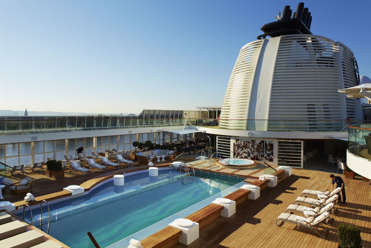 Here, the main swimming pool is seen during daytime.