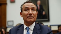 United Airlines CEO Oscar Munoz prepares to testify on Capitol Hill in Washington, Tuesday, May 2, 2017, before a House Transportation Committee oversight hearing. (AP Photo/Pablo Martinez Monsivais)