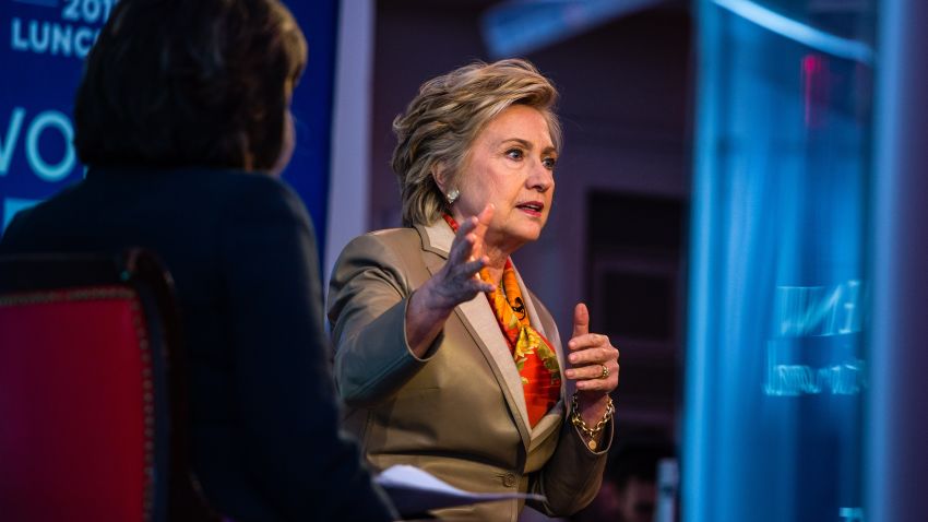 CNN chief international correspondent Christiane Amanpour moderates a discussion with former Secretary of State and 2016 US presidential candidate Hillary Clinton during the Women for Women International annual fundraising luncheon in New York on Tuesday, May 2, 2017. The not-for-profit organization enables and empowers women around the world to be involved in and play critical roles in conflict resolution, peace negotiations, humanitarian response, and in post-conflict rebuilding. It is based on the proven fact that the inclusion of women leads to a more peaceful and stable world. Photograph: Timothy Fadek