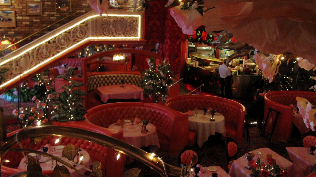 The plush interior of the Madonna Inn.