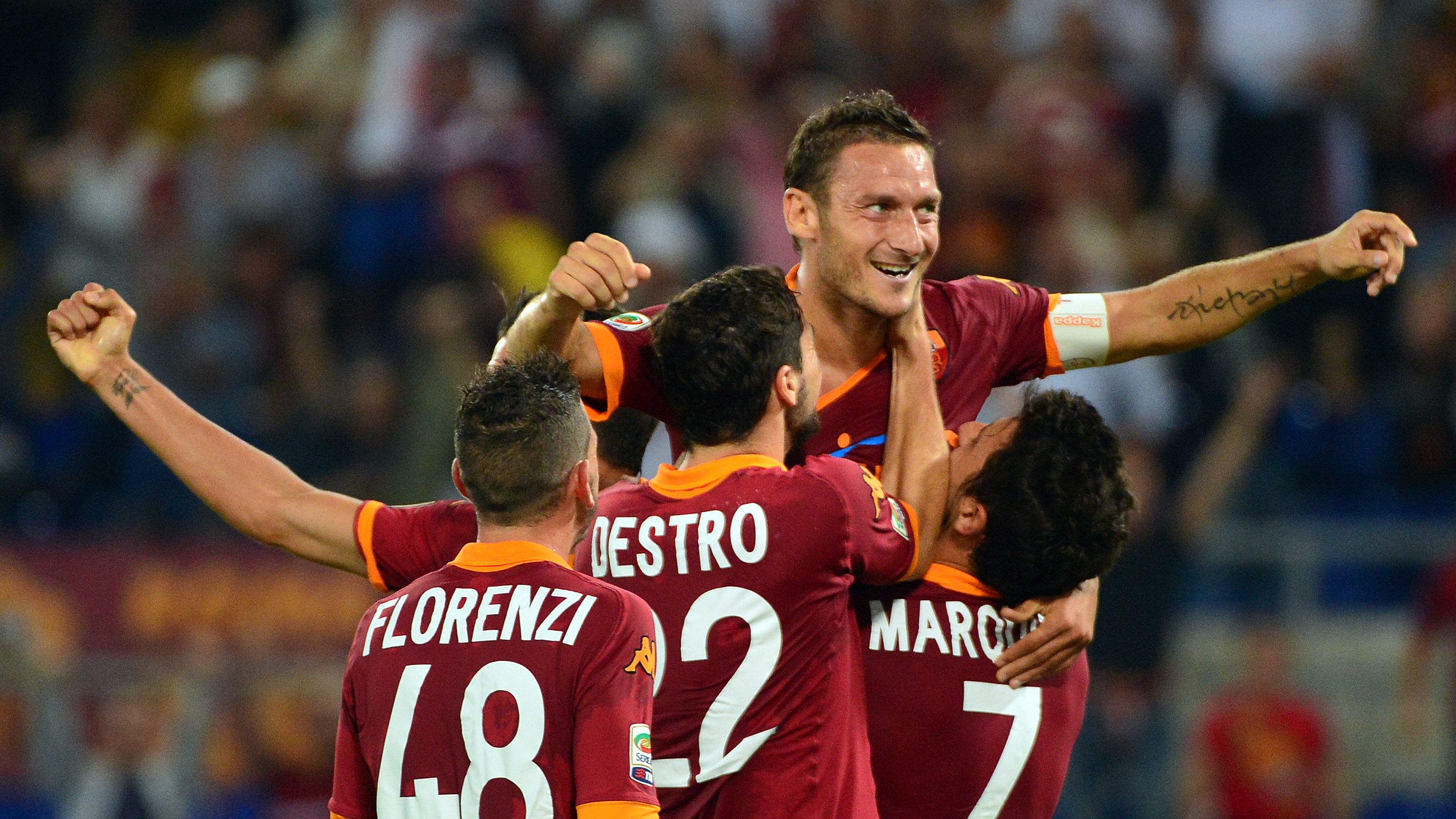 AS Roma forward Francesco Totti (center) -- now in his 25th season -- is still playing at a high level at age 40. 