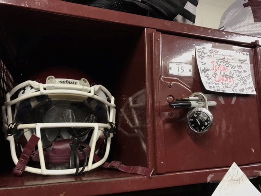Jordan Edwards' teammates paid tribute to at the 15-year-old's locker, where his jersey and equipment still sit.