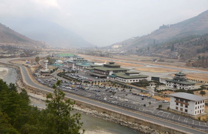 <strong>Paro Airport: </strong>Bhutan has just one airport. Only a handful of pilots are licensed to fly the hair-raising manual approach through the mountains.