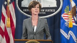 Deputy Attorney General Sally Yates speaks during a press conference to announce environmental and consumer relief in the Volkswagen litigation at the Department of Justice in Washington, DC, June 28, 2016.
Volkswagen has agreed to pay out $14.7 billion in a settlement with US authorities and car owners over its emissions-cheating diesel-powered cars, court documents showed June 28, 2016.
The settlement filed in federal court calls for the German auto giant to either buy back or fix the cars that tricked pollution tests, and to pay each owner up to $10,000 in cash.
 / AFP / SAUL LOEB        (Photo credit should read SAUL LOEB/AFP/Getty Images)