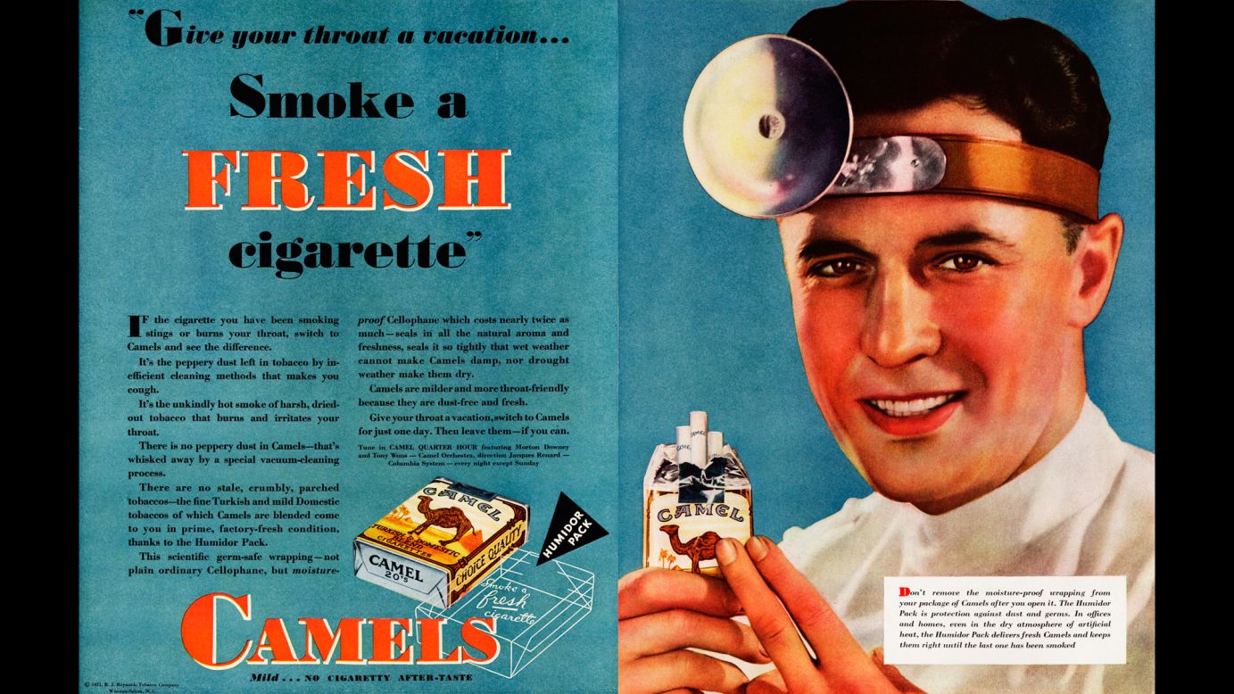 Tobacco advertisers often used the depiction of an ear, nose and throat doctor to promote cigarettes. "People in those days didn't know about lung cancer, but they knew that it was rough on your throat," said Dr. Robert Jackler, founder of the <a href="http://tobacco.stanford.edu/tobacco_main/index.php" target="_blank" target="_blank">research group SRITA, or Stanford Research into the Impact of Tobacco Advertising</a>, which documents the history of tobacco advertising. "They knew smoking irritates and makes you cough and gag. So having a throat doctor tell you it's OK to smoke was key to success in tobacco advertising and sales."