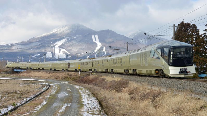 <strong>Cruising through eastern Japan: </strong>The 10-car train -- pictured here on a training run in Inawashiro -- provides spacious accommodation for just 34 passengers, on two-day and four-day itineraries around eastern Japan. 